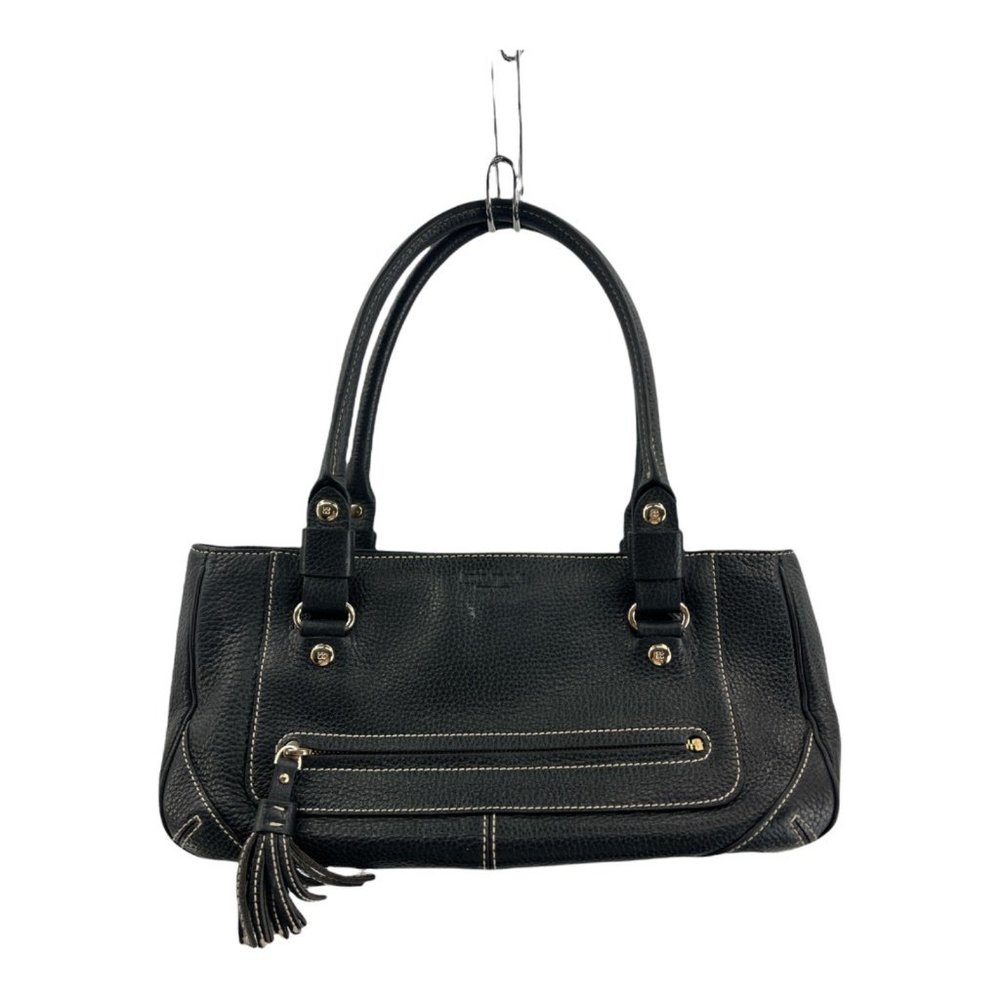 Kate Spade New York Womens Satchel Handbag Black Snap Phone Pocket Tassel M